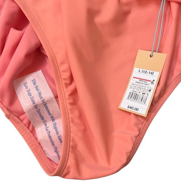 KONA SOL V-Neck High Leg One Piece Swimsuit Orange/Peach Size Large 12/14 - Picture 6 of 7